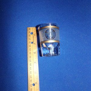 Vintage State of Texas Shot Glass - Etched w/ Texas Star  & Laurels - Blue  Gold